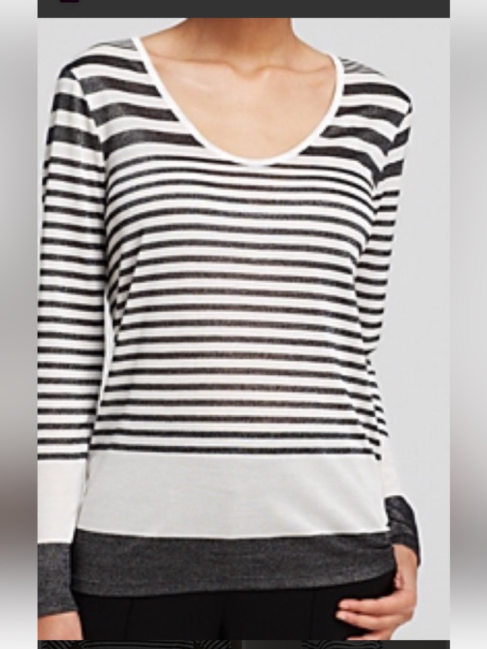 Vince Variegated Striped Scoop Neck Top